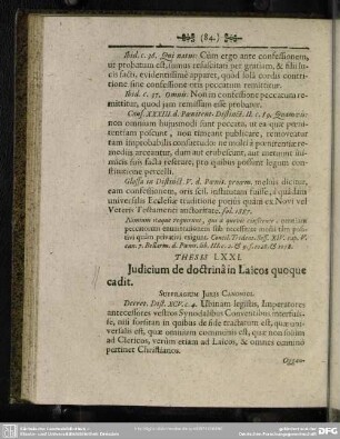 Thesis LXXI. Judicium de doctrina in Laicos quoque cadit