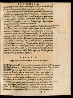 Caput I. Temporis, eiusque specierum & partium descriptio.