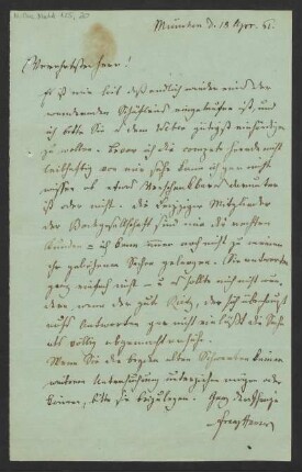 Brief an Julius Joseph Maier : 18.04.1861