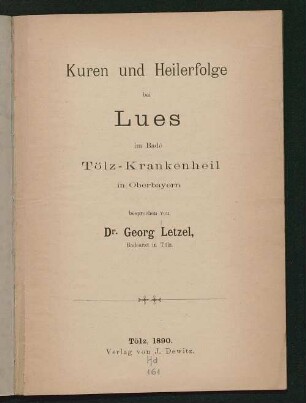 Kuren und Heilerfolge bei Lues im Bade Tölz-Krankenheil in Oberbayern