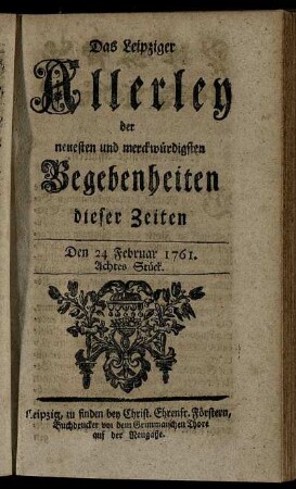 Den 24 Februar 1761. Achtes Stück.