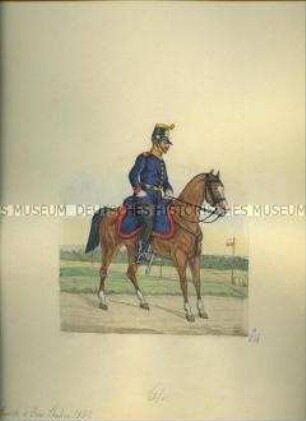 Uniformdarstellung, Guide des Generalstabs zu Pferd, Sachsen, 1859.