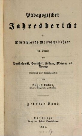 Pädagogischer Jahresbericht : von .... 10, 10. 1857