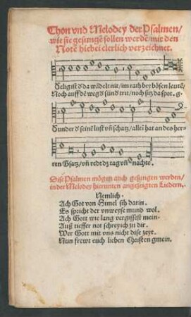Thon und Melodey der Psalmen/ wie sie gesungen sollen werden ...