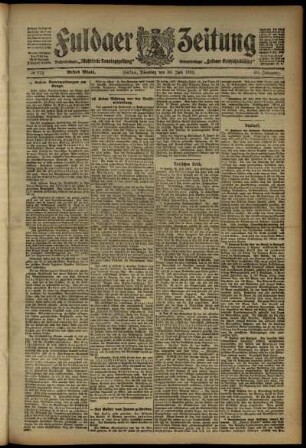 Erste Ausgabe vom Dienstag, den 30. Juli 1912.