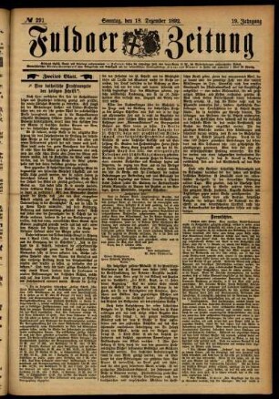 Zweite Ausgabe vom Sonntag, den 18. Dezember 1892.
