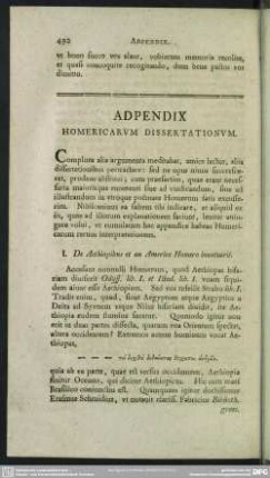 Adpendix Homericarum Dissertationum