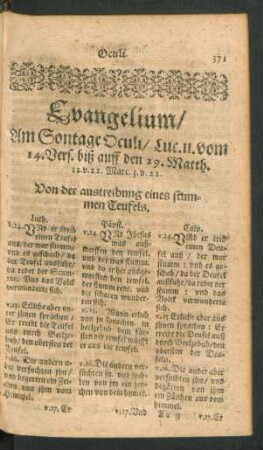Evangelium/ Am Sontage Oculi