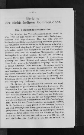 Berichte der nichtständigen Kommissionen.