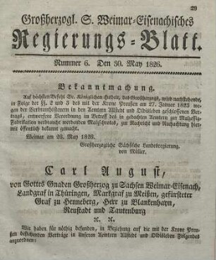 Nr. 6 : 30. May 1826