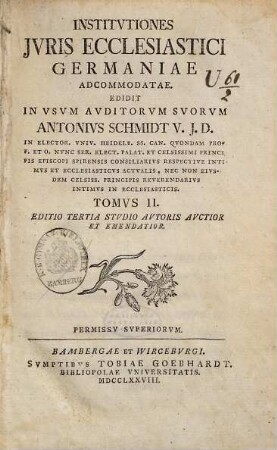 Instivtiones Jvris Ecclesiastici Germaniae adcommodatae, 2