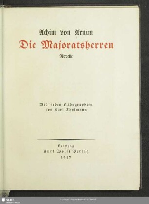 Die Majoratsherren : Novelle