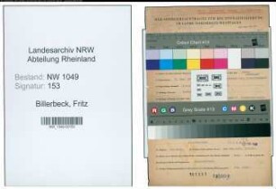 Entnazifizierung Fritz Billerbeck , geb. 03.12.1906 (Technischer Angestellter)