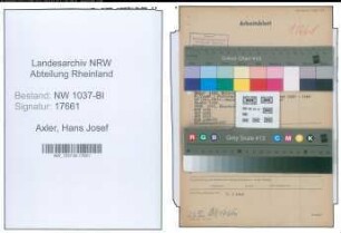 Entnazifizierung Hans Josef Axler , geb. 04.02.1900 (Postschaffner)