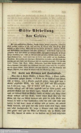 Eilfte Abtheilung : Von Gelees