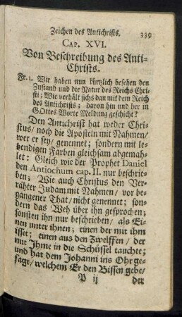 Cap. XVI. Von Beschreibung des Anti-Christs.