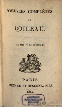 Oeuvres complètes de Boileau, 3