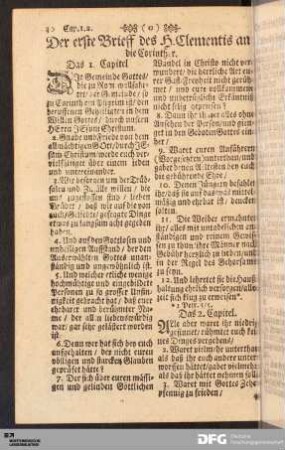 Der erste Brieff des H. Clementis an die Corinther.
