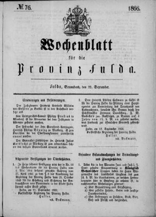 Nr. 76, Ausgabe vom 22. September 1866