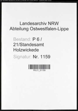 Sterberegister Standesamt Holzwickede