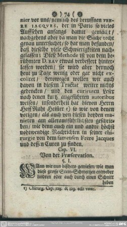 Cap. VI. Von der Praeservation