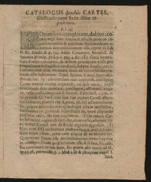 Catalogus [...] Cartes, illustrationem Sent. illius repraesentans.
