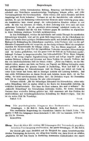 748-749, Ilberg, Bericht über über die ersten 100 Sitzungen der forensisch-psychiatrischen Vereinigung zu Dresden