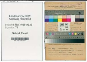Entnazifizierung Ewald Gabriel , geb. 16.07.1899 (Bergmann)