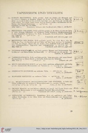 Tapisserien und Textilien (Nr. 524-536)