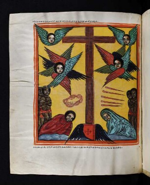 Illustration: Adam und Eva das Kreuz Christi anbetend