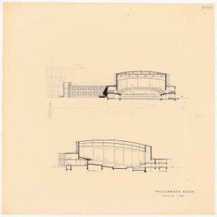 Philharmonie, Berlin-Wilmersdorf: Schnitte 1:200 (Lichtpause von Inv.Nr. 36946)