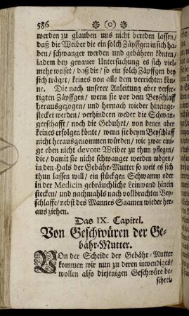 Das IX. Von Geschwüren der Gebähr-Mutter.