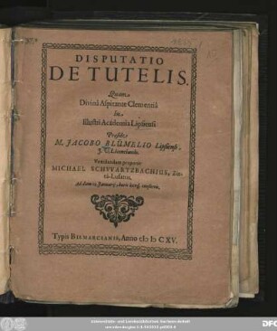 Disputatio De Tutelis