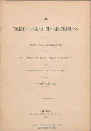 Die Volksdichtigkeit Niederschlesiens