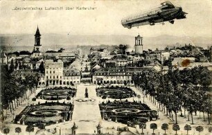 Postkartenalbum mit Motiven von Karlsruhe. "Zeppelin'sches Luftschiff über Karlsruhe"