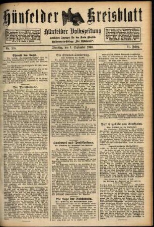 Ausgabe vom Dienstag, den 01. September 1925.
