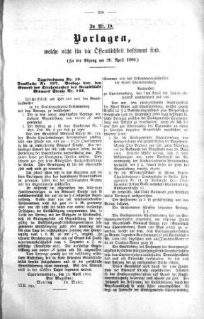 Vorlagen welche nicht für die Oeffentlichkeit bestimmt sind., 20. April 1904