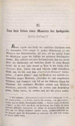 XI. Aus dem Leben eines Maurers der Hochgrade.