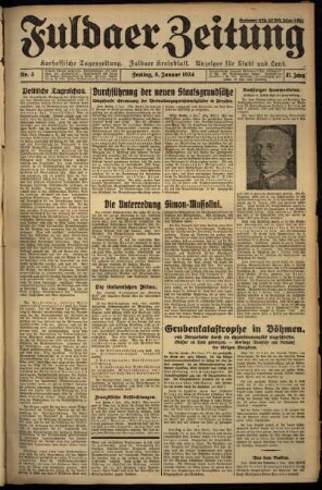 Erste Ausgabe vom Freitag, den 05. Januar 1934.
