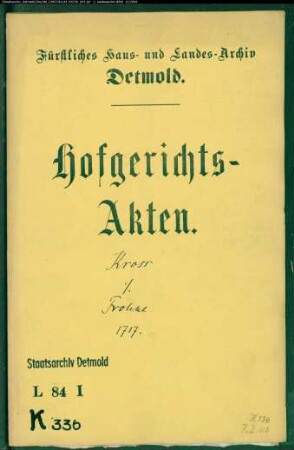 Kross oder Brinkhenrich, Henrich zu Schuckenbaum gegen Johann Frohne zu Ehrdissen - Schuldforderung