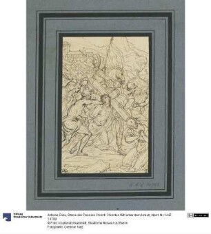 Szene der Passion Christi: Christus fällt unter dem Kreuz