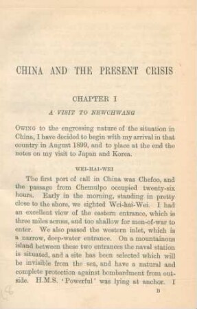 Chapter I. A visit to Newchwang