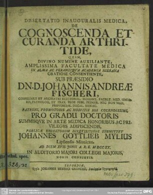 Dissertatio Inauguralis Medica, De Cognoscenda Et Curanda Arthritide