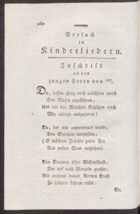 Zuschrift an den jungen Herrn von **.