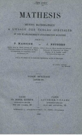 TOME SIXIÉME. JANVIER 1886.