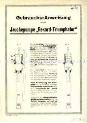 Gebrauchsanweisung für die Jauchepumpe "Rekord-Triumphator"