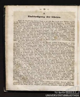 Kapitel V. Einfriedung der Gärten.