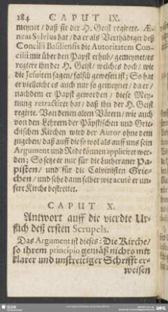 Caput X. Antwort auff die vierdte Ursach deß ersten Scrupels