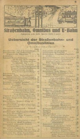 Uebersicht der Straßenbahn- und Omnibuslinien