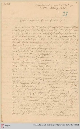 Brief von Johann Friedrich Minssen an Georg Gottfried Gervinus